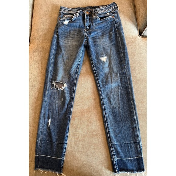 Blank NYC Mid Rise Skinny Jeans Size 27 Women's Raw Hem Distressed Ankle Crop‎ - Picture 1 of 6